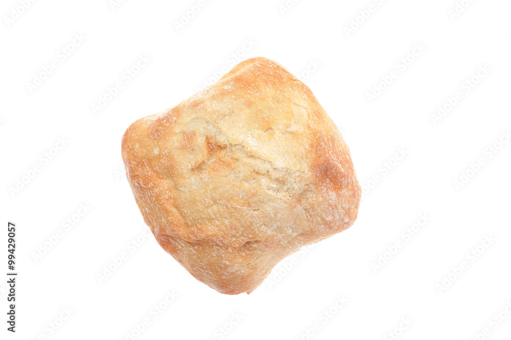 Ciabatta isolated on white. Top view. Ciabatta isolated on white. Top view.