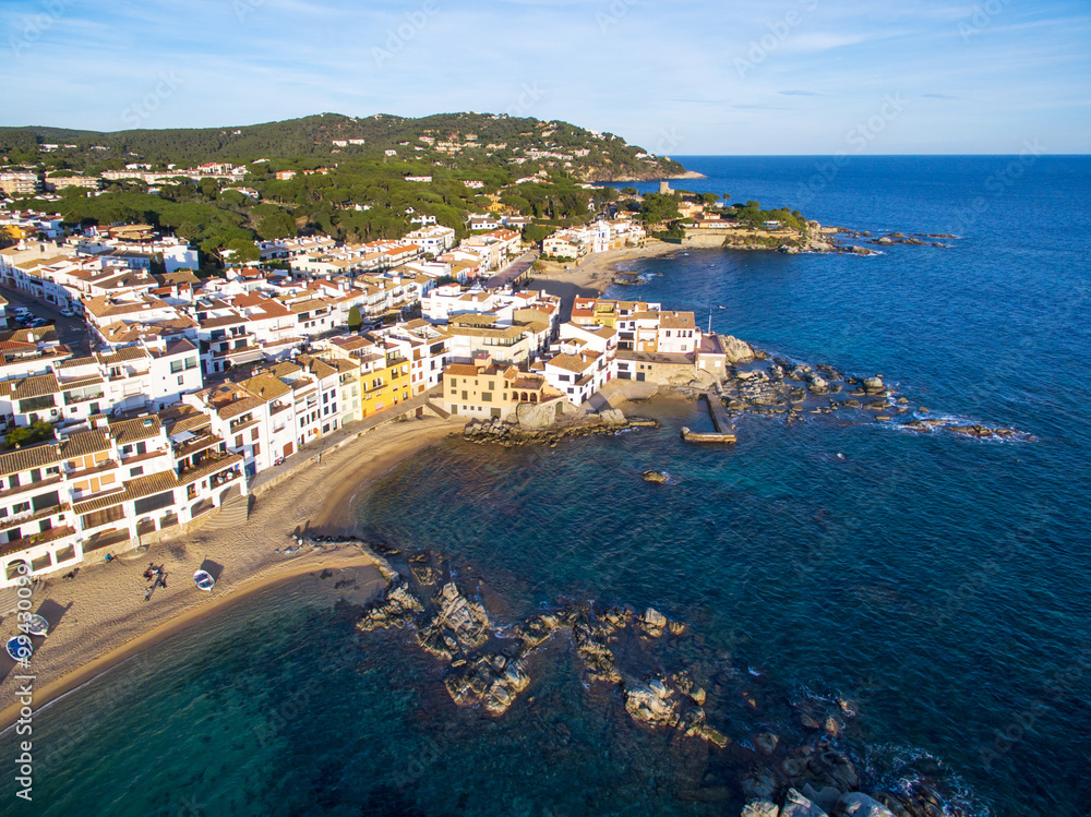Aerial view of coast of Llafranc Palafrugell Spain