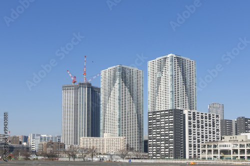 2020年東京オリンピック選手村建設地から望む 晴海高層ビル マンション群