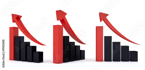 Set of 3d business growth bar graph 