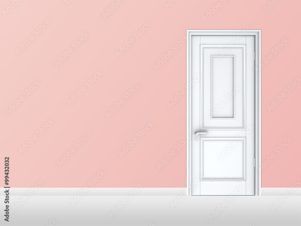 White Closed Door with Frame Isolated on Background White Closed Door with Frame Isolated on Background