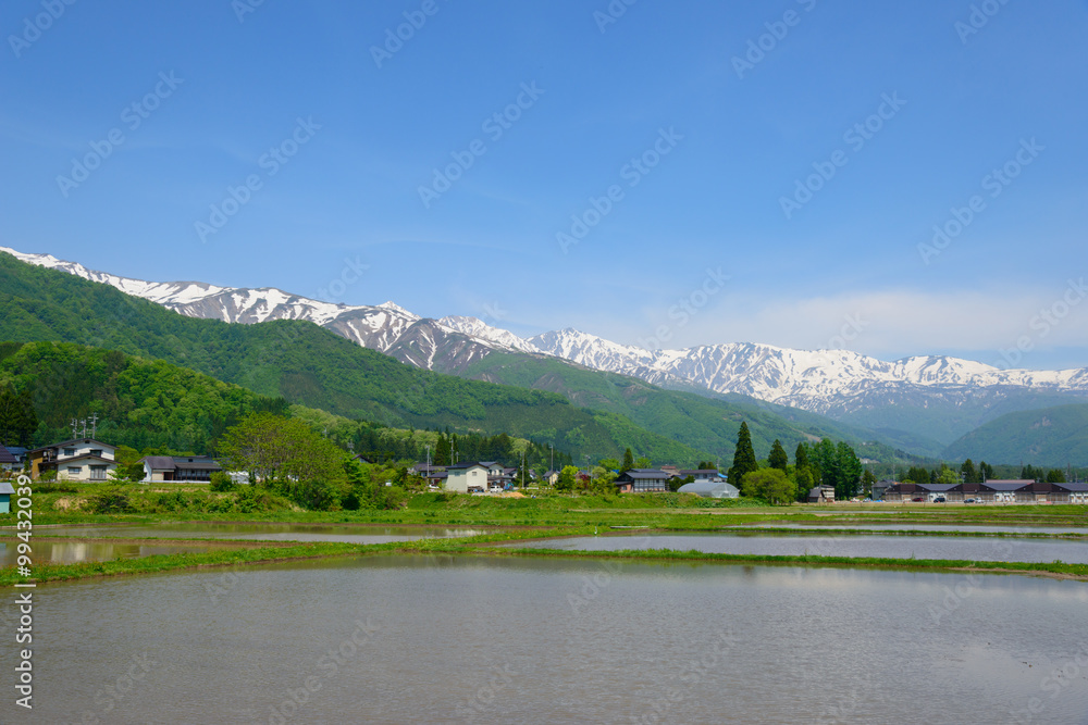 Ushiro-tateyama mountains, a part of Northern Alps, and countryside