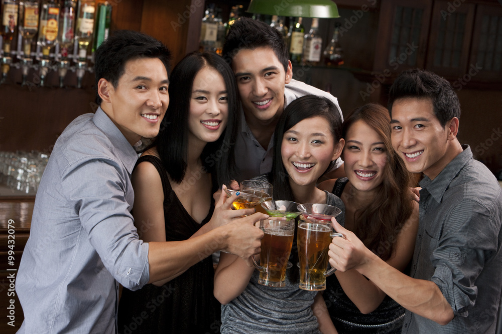 Friends Relaxing at a Bar