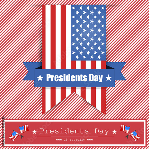 Banner President's Day on the background with red lines