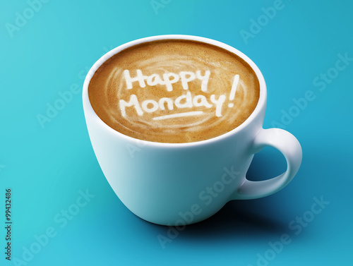 Canvas Print Happy Monday Coffee Cup Concept