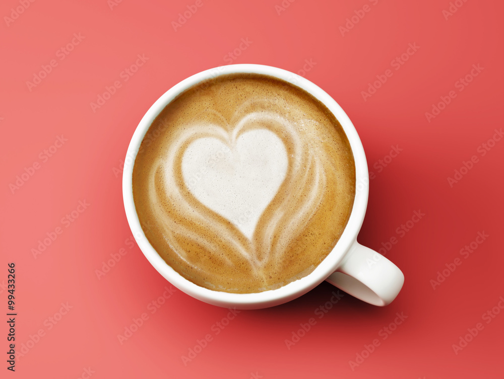 Fototapeta Heart Shape Coffee Cup Concept