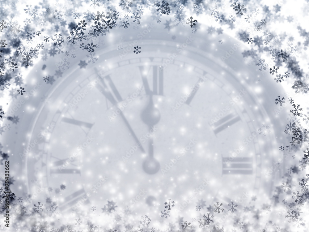 Fototapeta premium Winter Clock , Frozen Time Background