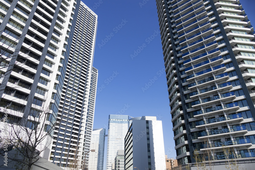 晴海の街並　快晴青空　コピースペース