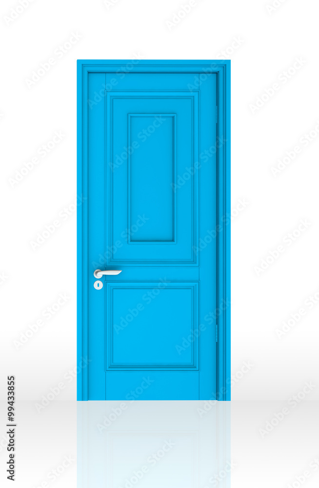 Blue Closed Door with Frame Isolated on Background Blue Closed Door with Frame Isolated on Background