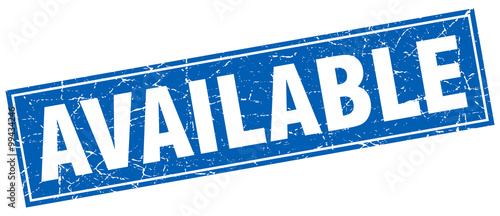available blue square grunge stamp on white