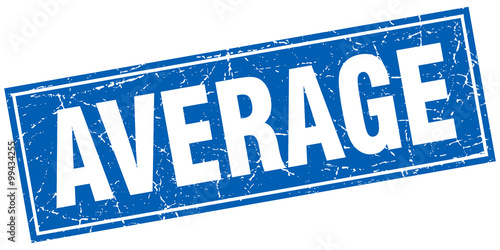 average blue square grunge stamp on white