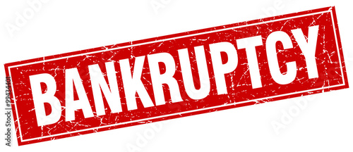 bankruptcy red square grunge stamp on white