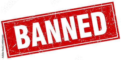 banned red square grunge stamp on white