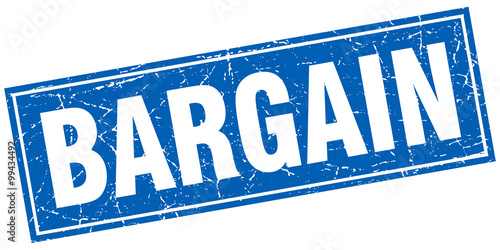 bargain blue square grunge stamp on white