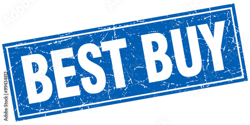 best buy blue square grunge stamp on white