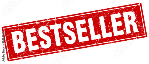 bestseller red square grunge stamp on white