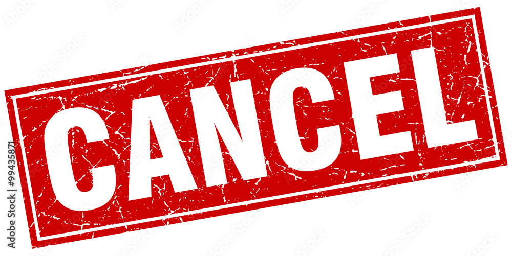 cancel red square grunge stamp on white