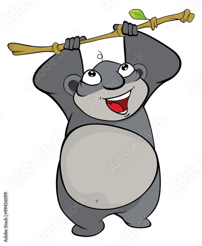 Fototapeta Naklejka Na Ścianę i Meble -  Cute little panda with bamboo