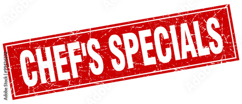 chef's specials red square grunge stamp on white