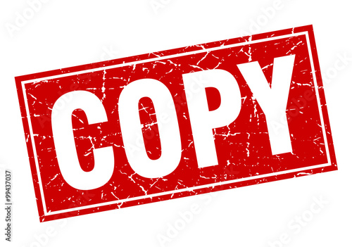 copy red square grunge stamp on white