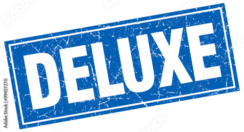 deluxe blue square grunge stamp on white