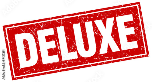 deluxe red square grunge stamp on white