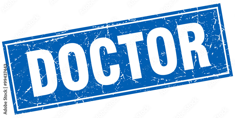 doctor blue square grunge stamp on white doctor blue square grunge stamp on white