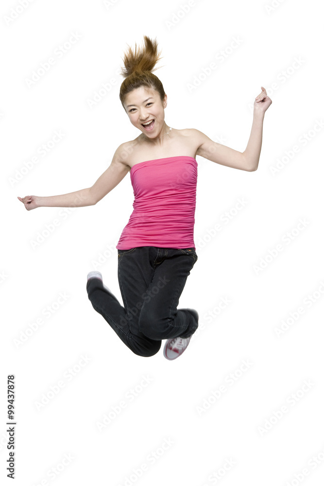 Young woman in mid-air