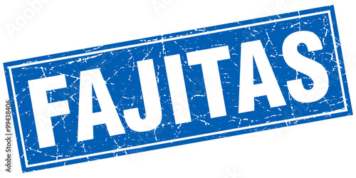 fajitas blue square grunge stamp on white