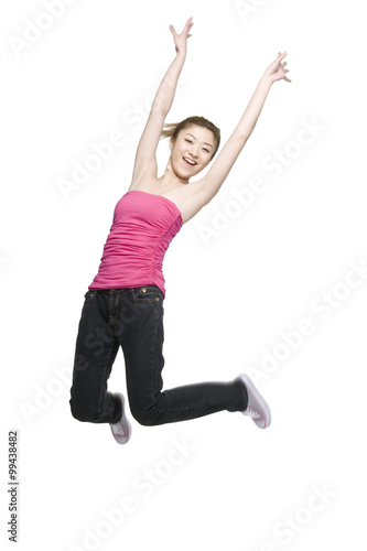 Young woman in mid-air