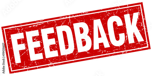 feedback red square grunge stamp on white