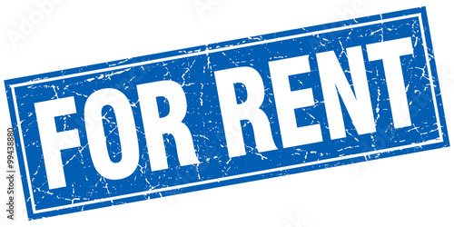 for rent blue square grunge stamp on white