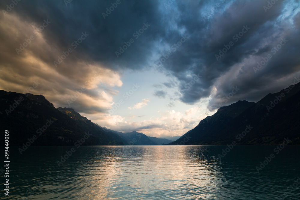Early morning view over Lake Brienz, Switzerland