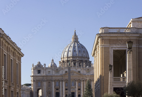 View from Via della Conciliazione of Saint Peter Basilica in Vatican City, Rome, with nobody