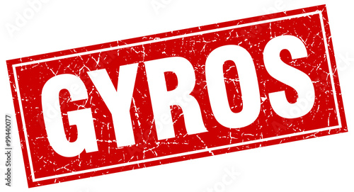 gyros red square grunge stamp on white