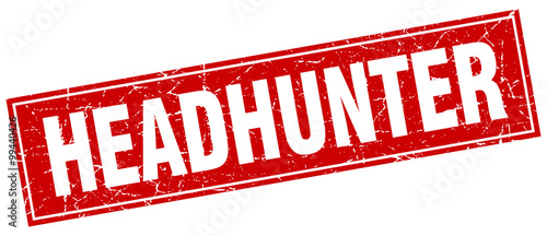 headhunter red square grunge stamp on white
