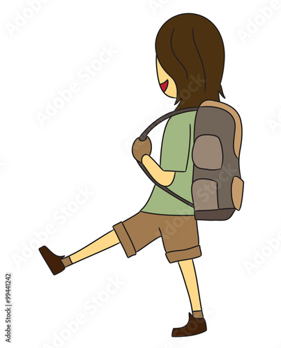 vector cartoon character backpacker