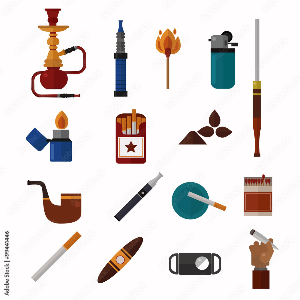 Smoking silhouette vector icons collection Smoking silhouette vector icons collection