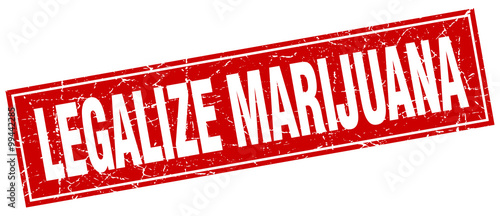 legalize marijuana red square grunge stamp on white