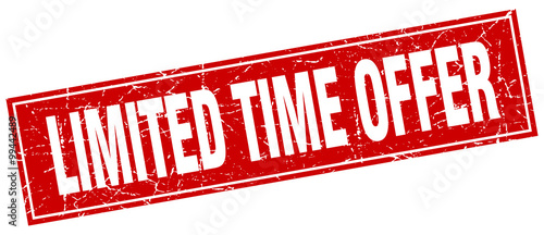 limited time offer red square grunge stamp on white