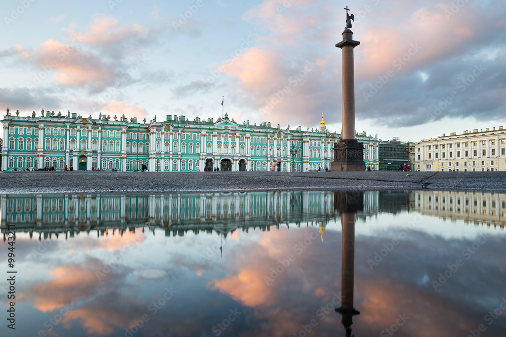 St. Petersburg. Winter Palace. Palace Square. Reflection