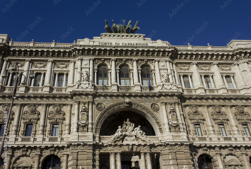 Architectural close up of Palace of Justice in Rome, Italy