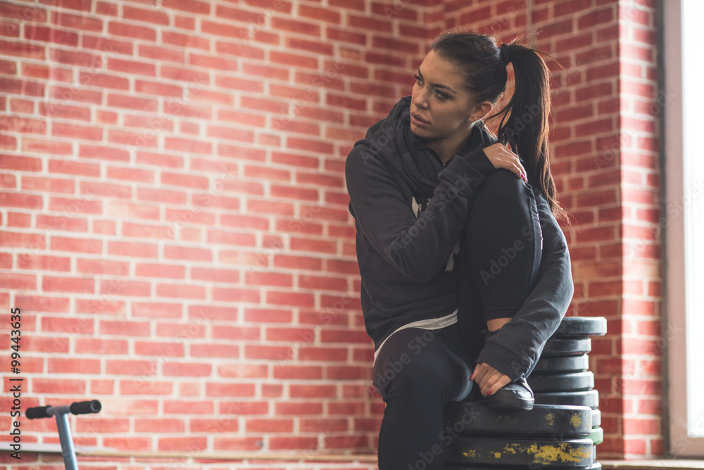 Girl resting after workout Girl resting after workout