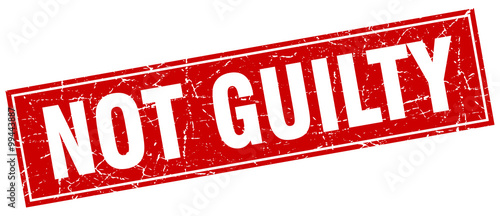 not guilty red square grunge stamp on white