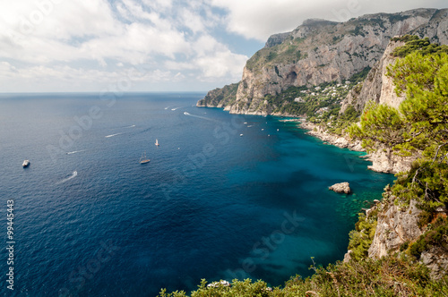 Great view of Tyrrhenian sea and Marina Piccola at Capri