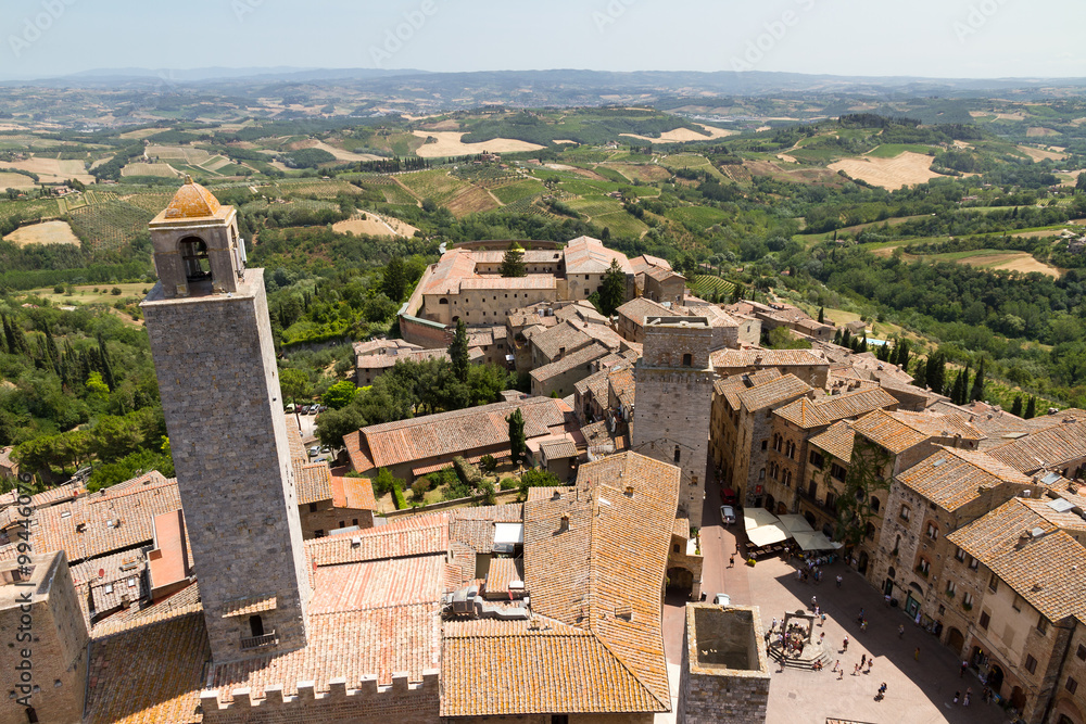 View over San Gimignano from the top of Torre Grossa