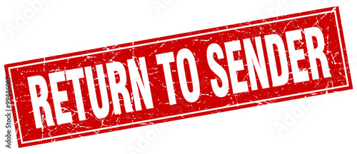 return to sender red square grunge stamp on white