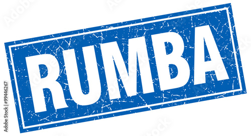 rumba blue square grunge stamp on white