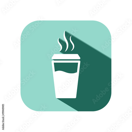 coffee cup icon with long shadow