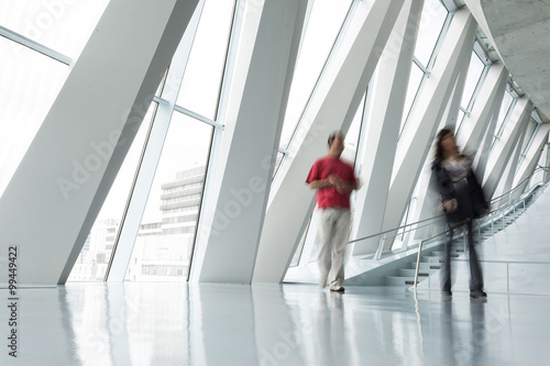 People Rushing through Corridor, Motion Blur